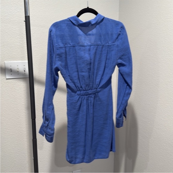 Zara Blue Long Sleeve Mini Wrap Dress. Size XS - Picture 4 of 13
